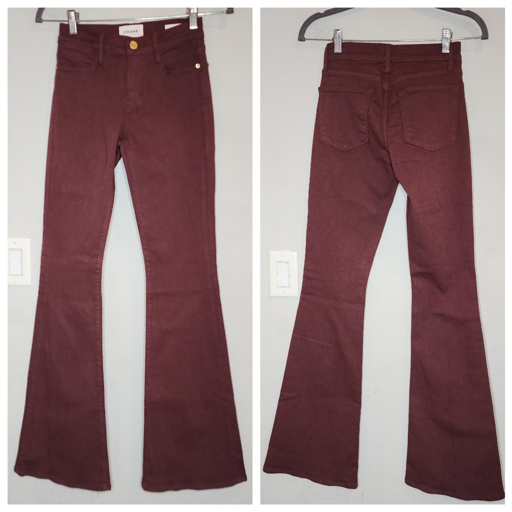 Frame Le High Flare Burgundy Jeans women's size 23